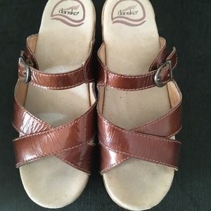 Dansko Bronze Patent Buckle Sandal